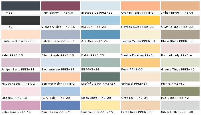 Behr Outdoor Paint Colors Chart