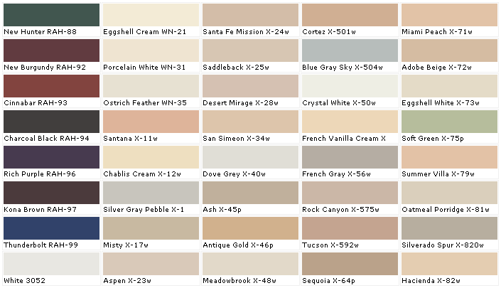 Behr Stucco Paint Color Chart