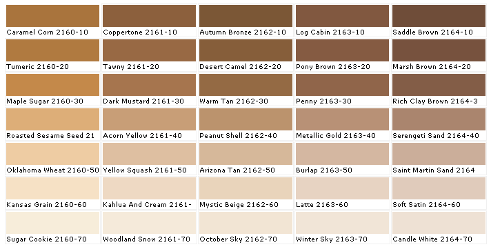 Mystic Tan Color Chart
