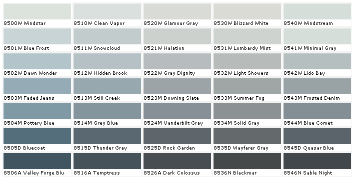 Grey Paint Color Chart