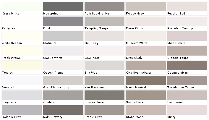 White Paint Color Chart