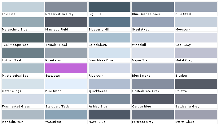 Gray Paint Color Chart