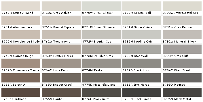 Parker Paint Colors Chart