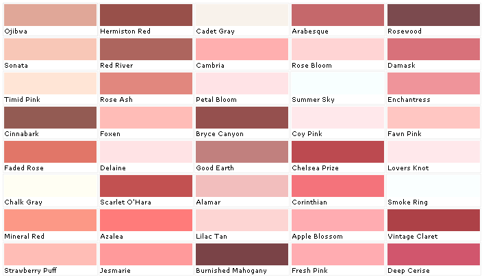 Pink Red Color Chart